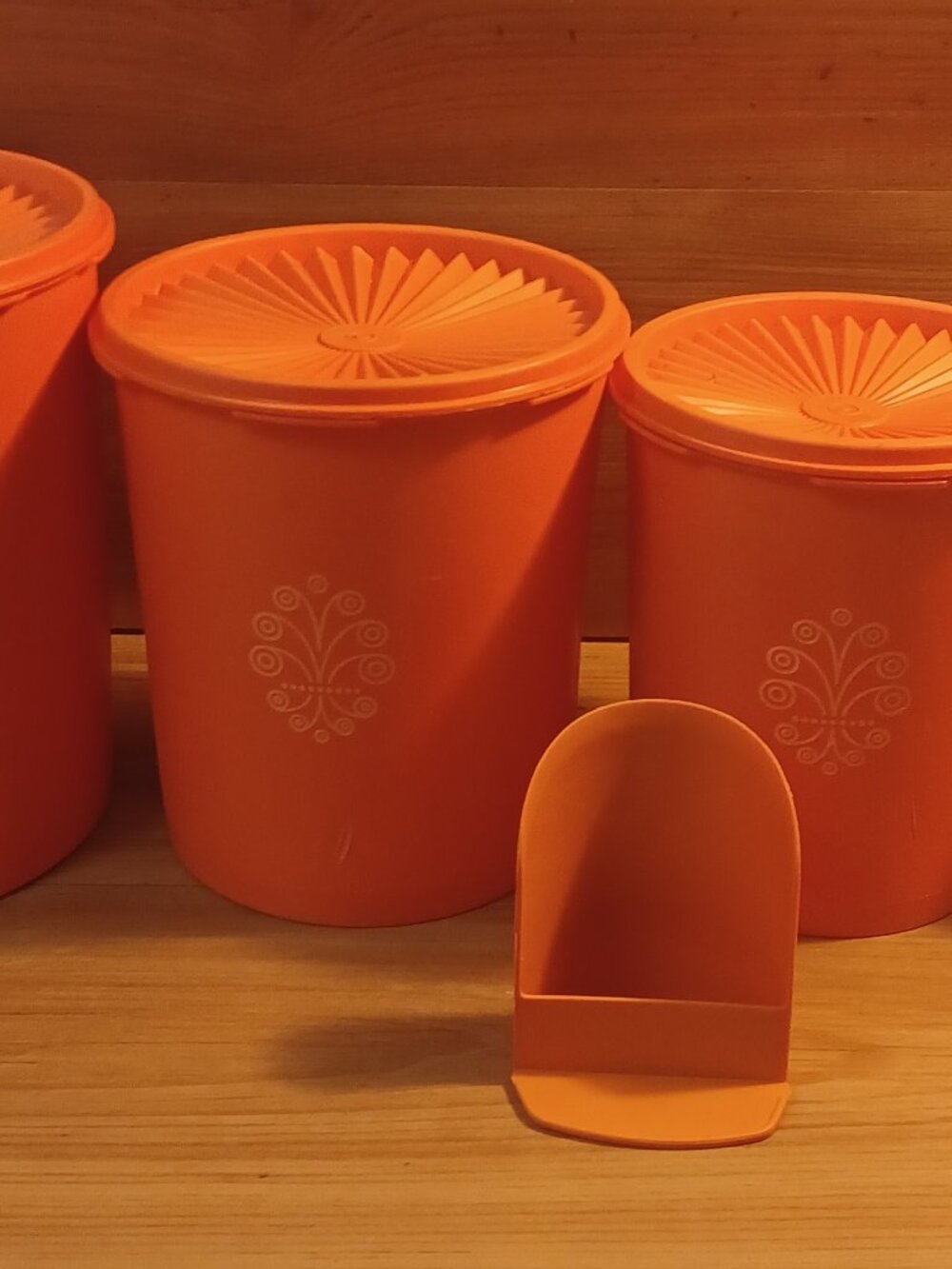 Vintage Tupperware Coffee Serviler Canisters Harvest Orange